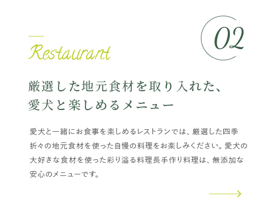 厳選した地元食材を取り入れた、愛犬と楽しめるメニュー 詳細はこちら